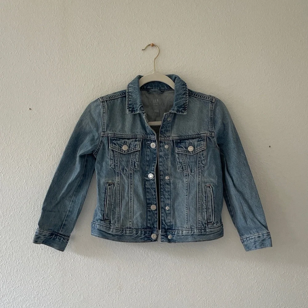 GAP Kids Jean Jacket Blue Denim Snap Front Classic